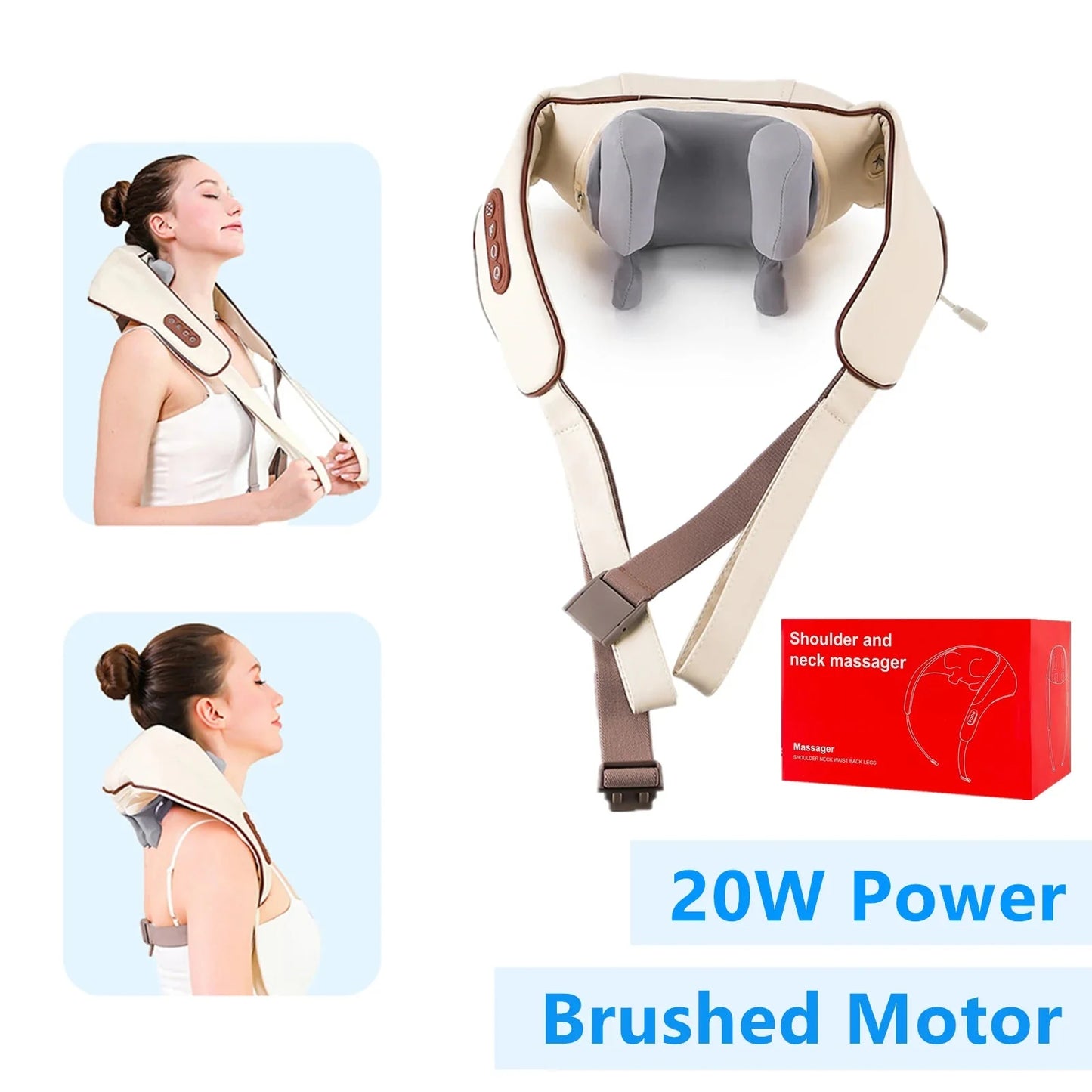 Foreverlily 26W Neck & Shoulder Massager Wireless Back Kneading Shawl