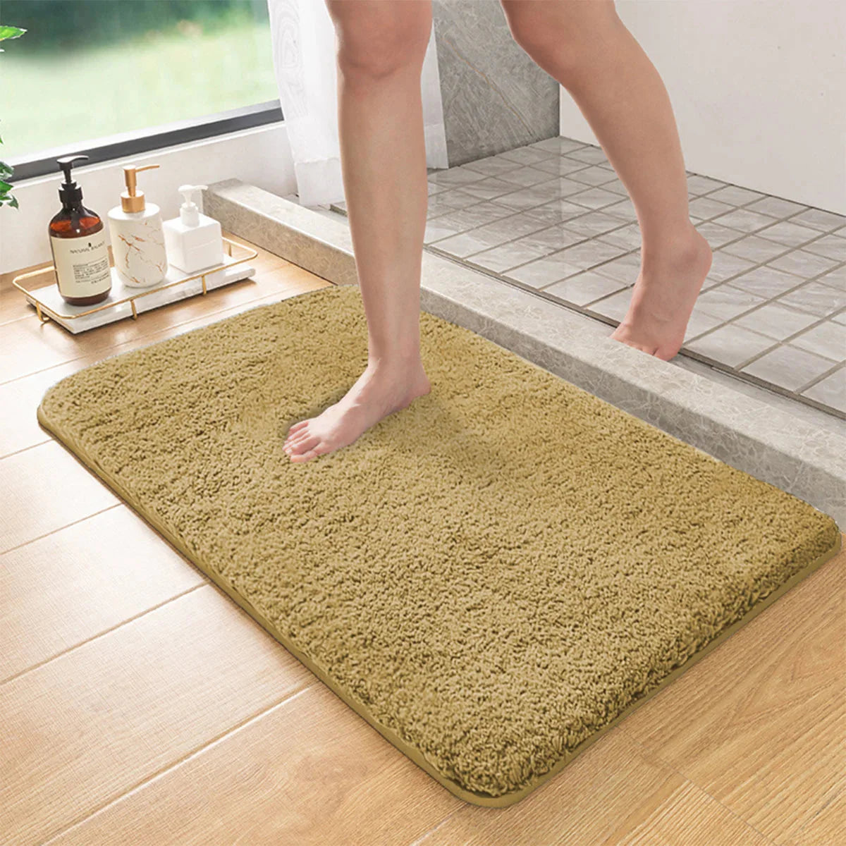 Long Hair Absorbent Bathroom Mat – Furry Non-Slip Shower & Entrance Rug