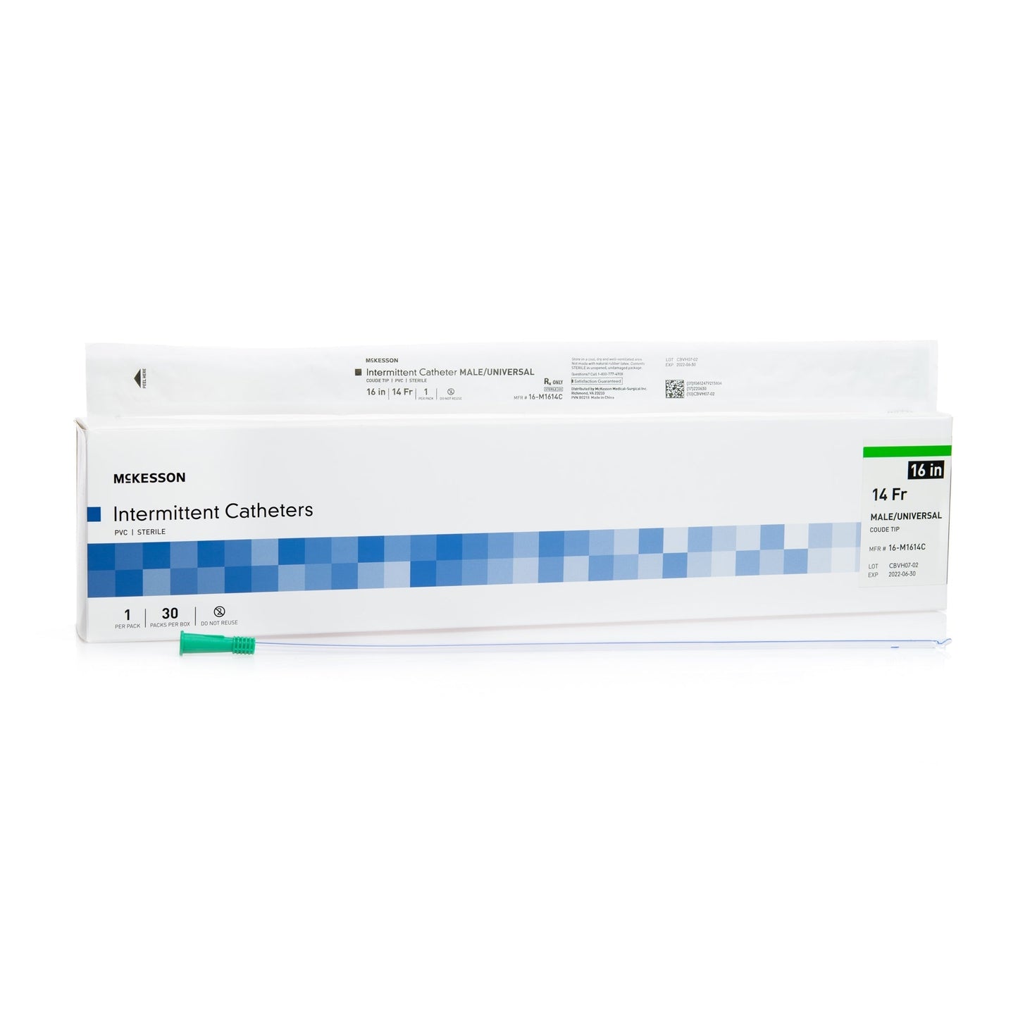 McKesson Coude Tip PVC Urethral Catheter, Male/Universal