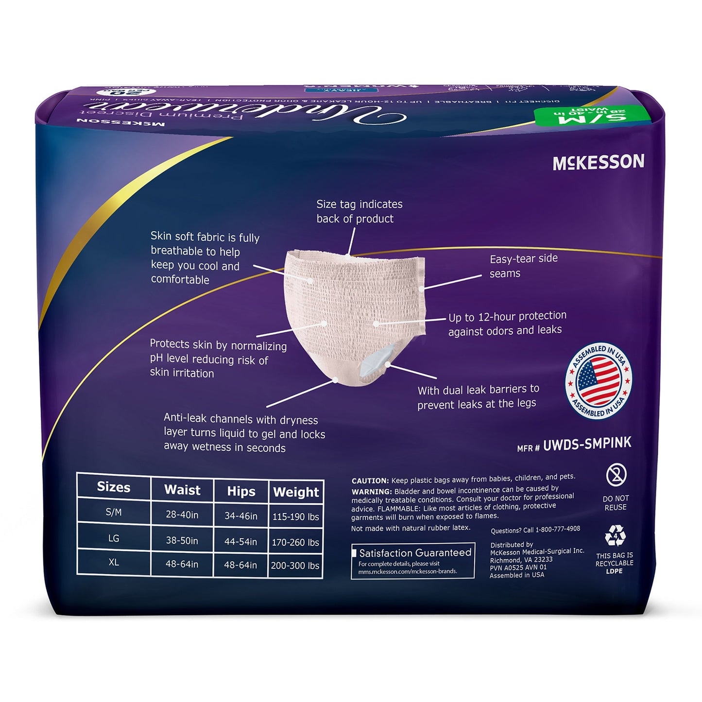 McKesson Women's Premium Discreet Pull On Absorbent Underwear, Heavy